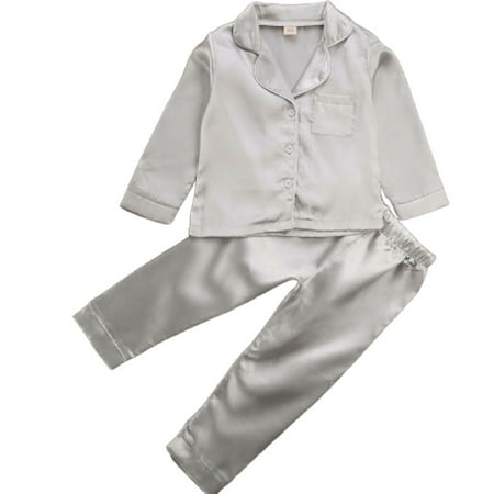 

Baby Satin Long Sleeve Button-Down Sleepwear Set