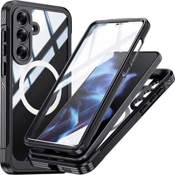 Magnetic for Samsung Galaxy S25 FE Case - Compatible with Magsafe - with Built-in Screen Protector - Full Body Military Grade Rugged Shockproof Drop Proof Phone Case for S25 FE