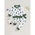 thumbnail image 2 of Wassery 2PCS Toddler Baby Boys Pants Set Infant Christmas Outfits Long Sleeve Crew Neck Christmas Tree Print Sweatshirt Drawstring Pants 6M 12M 18M 2T 3T Newborn Fall Clothes, 2 of 8