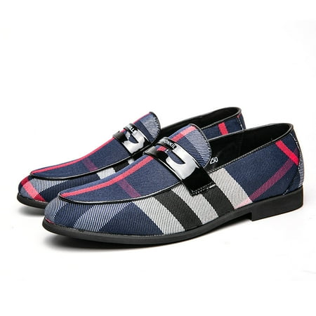 

Men‘s Plaid Print Penny Loafer Shoes Fashion Casual Lightweight Slip On Walking Sneakers