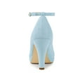 thumbnail image 3 of BLISSFUL STEP Valentine's Women' Shoes Round Toe Stiletto Heel Ankle Strap Pumps Sky Blue 8, 3 of 8
