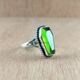 thumbnail image 2 of Peridot Natural Green Gemstone Coffin Ring, Statement Ring, Unisex Handmade Jewelry, Promise Proposal Ring, Birthday Gifts For Husband Wife, Friendship Gifts, August Birthstone (peridot, Size 7), 2 of 6