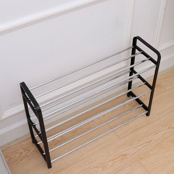 CTIRCHIU Plastic Shoes Shelf with Steel Construction Detachable Shoe Rack for Home Entryway Black