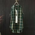 thumbnail image 2 of Button Up Shirt Women, Yigetop Womens Casual Long Plaid Shirts Fall Fashion Long Sleeve Boyfriend Jackets with Pockets Collared Shirts for Women Green1 2XL, 2 of 3