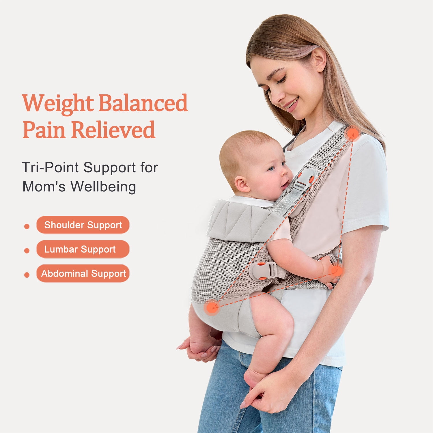 Newborn Carrier, Baby Carrier Newborn to Toddler, Ergonomic Baby Sling with Head Support