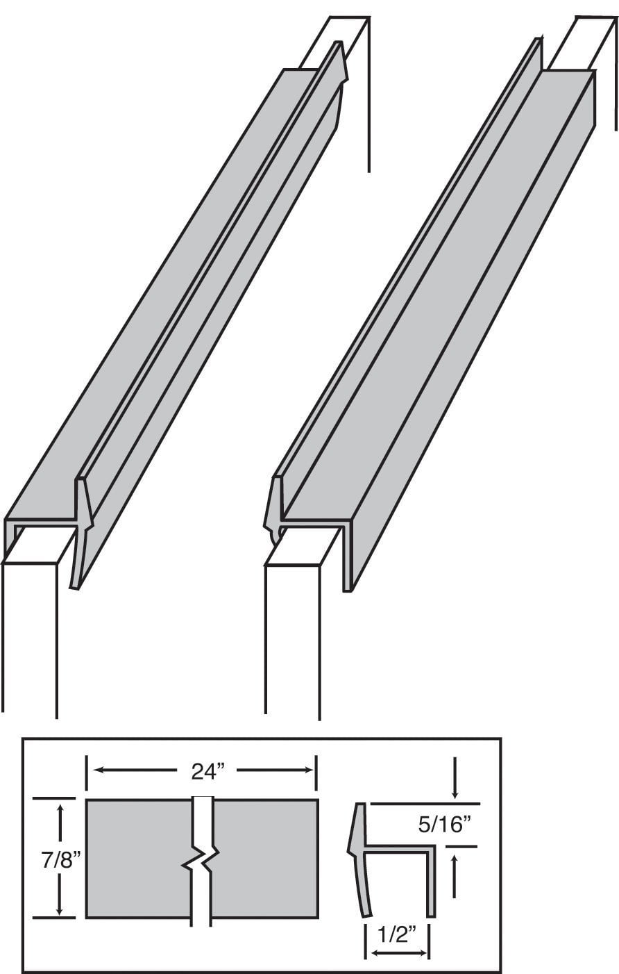Custom Accents PVC Hanging File Rail for 1/2 Drawer Sides 2 Feet Long