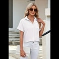 thumbnail image 7 of Womens Short Sleeve Button Down Shirt White XXL, 7 of 7