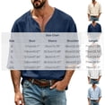 thumbnail image 2 of Mens Beach Shirts Linen 3/4 Sleeve Notch V-Neck Lightweight Breathable Summer Hawaiian Tops Fathers Gift, 2 of 6