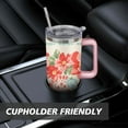 thumbnail image 7 of 40oz Pioneer Colorful Floral Stainless Steel Flip Straw Tumbler with Lid and Straw Spill Proof Travel Cup Double Wall Vacuum Insulated Coffee Mug with Handle Pink, 7 of 7