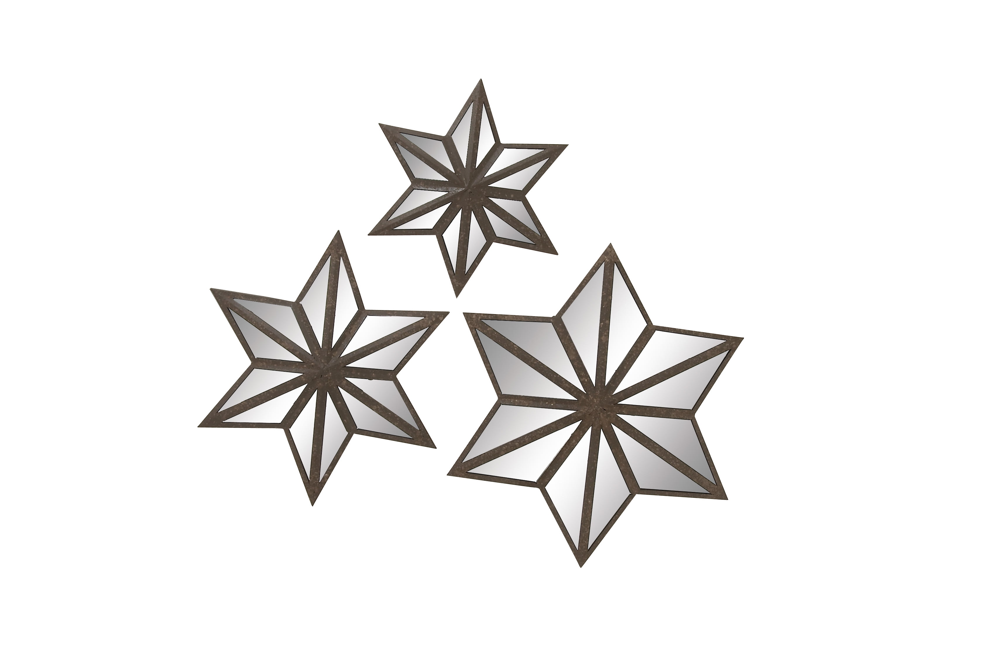 Remarkable Metal Mirror Star Set Of 3 16 20 24 W