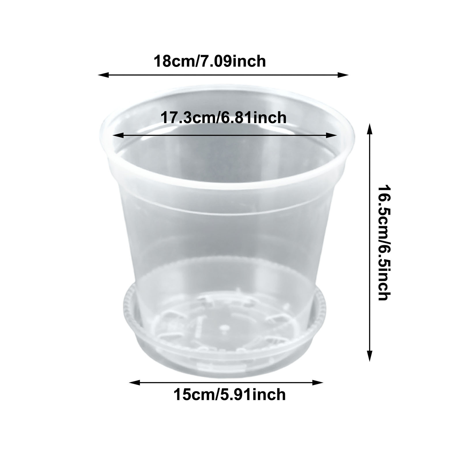 5 Pack 7.09 Inch Clear Nursery Pots with Saucers and Drain Holes Pots for Indoor Outdoor Gardening Succulents Herbs Starting and Transplanting