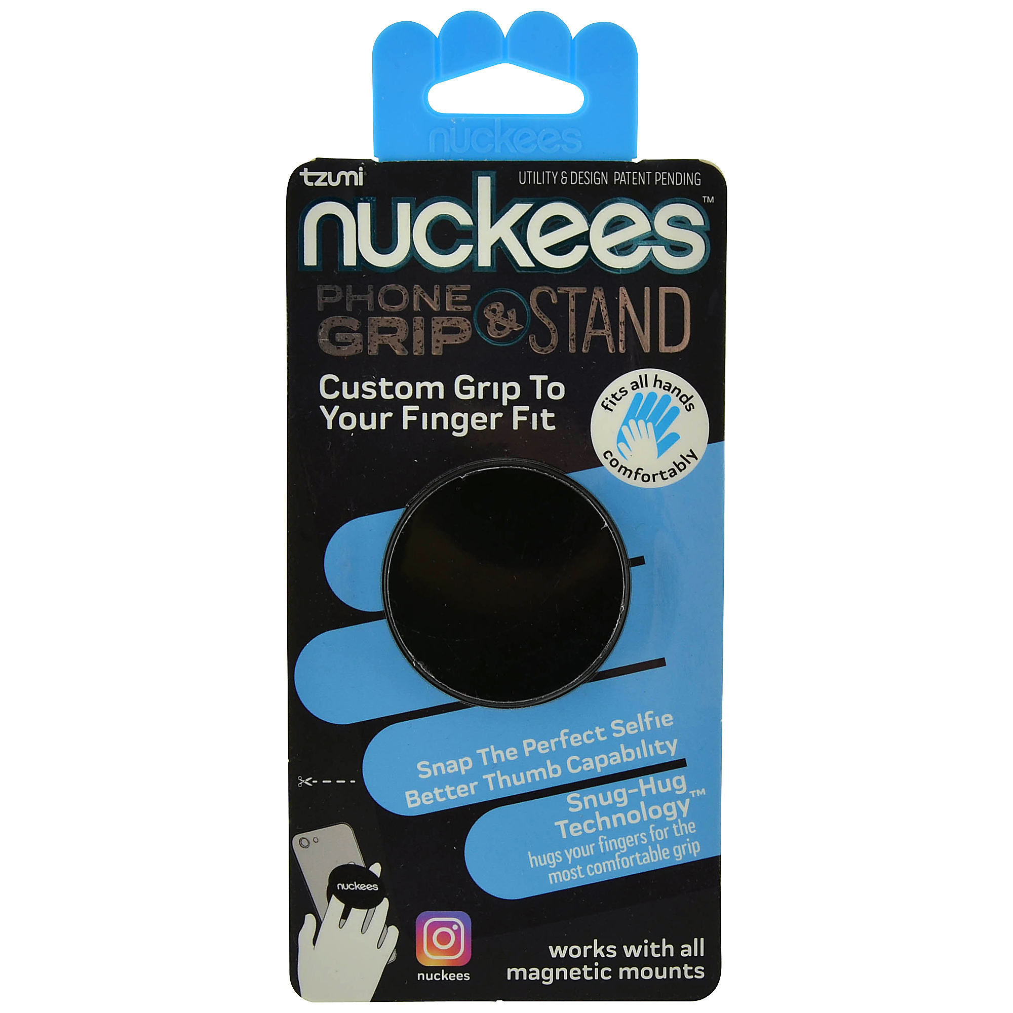 Tzumi Nuckees Phone Grip & Stand, Black