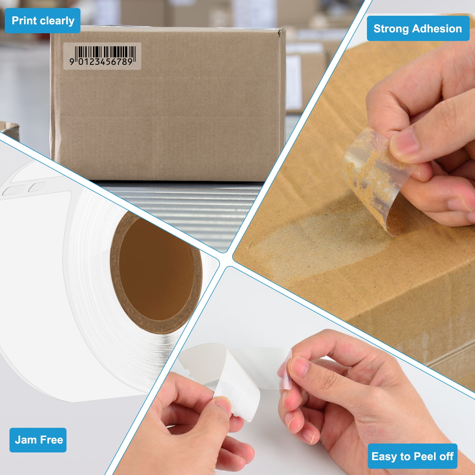 NineLeaf 4 Rolls Compatible for DYMO 30254 1-1/8 in x 3-1/2 in Clear Shipping Address Barcode Labels, 130 Labels Per Roll
