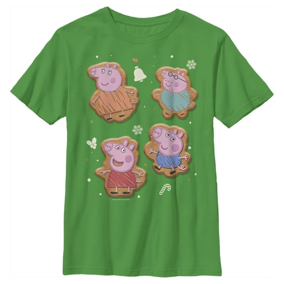 Boy's Peppa Pig Christmas Gingerbread Cookie Family  Graphic T-Shirt
