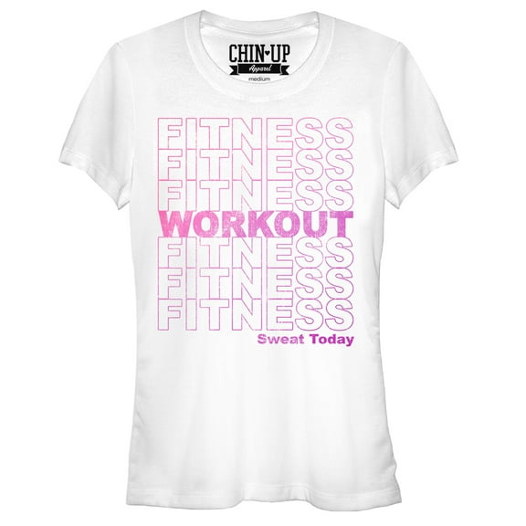 Junior's CHIN UP Fitness Workout  Graphic Tee White 2X Large