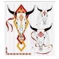 thumbnail image 3 of Ambesonne Tattoo Shower Curtain, Bulls Head with Feather, 69"Wx84"L, Red Yellow and White, 3 of 5