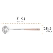 Petromax Kitchen or Campfire Serving Ladle with Spout, Durable Stainless Steel and Wooden Handle, Extra Large 8.5 fl oz