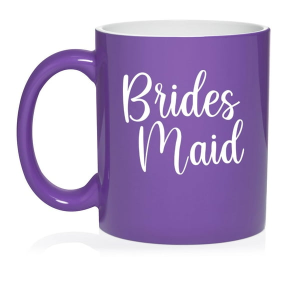 Bridesmaid Ceramic Coffee Mug Tea Cup Gift for Her, Wedding Party Gift (11oz Purple)