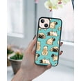 thumbnail image 5 of FINCIBO Soft Rubber Protector Cover Case for Apple iPhone 13 6.1" 2021 (NOT FIT Apple iPhone 13 mini 5.4" 2021/iPhone 13 Pro 6.1" 2021/iPhone 13 Pro Max 6.7" 2021), Pug Funny Playful Postures Teal, 5 of 5