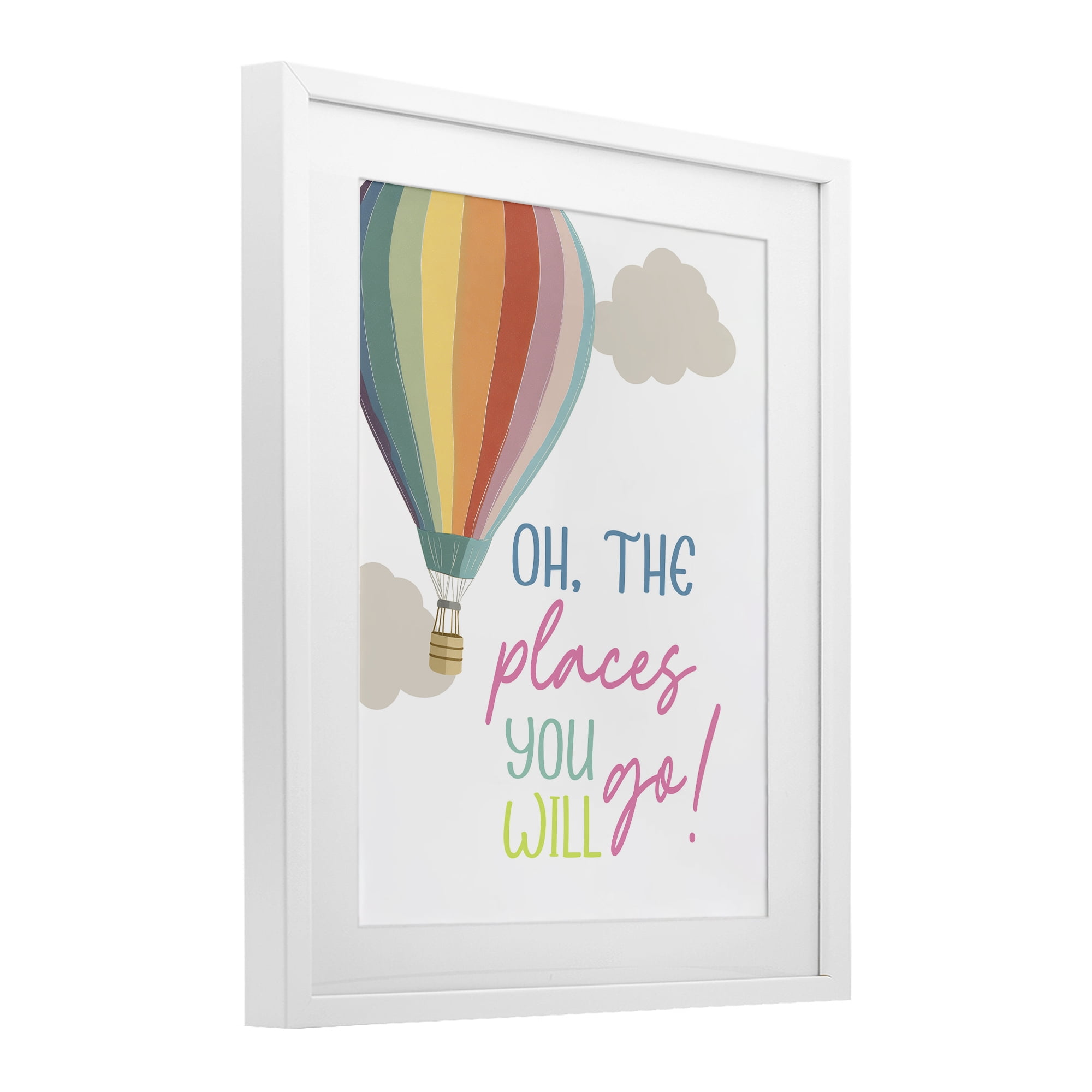 Stupell Industries The Places You Will Go White Framed Print Under Glass, design by Christine Simpson Art