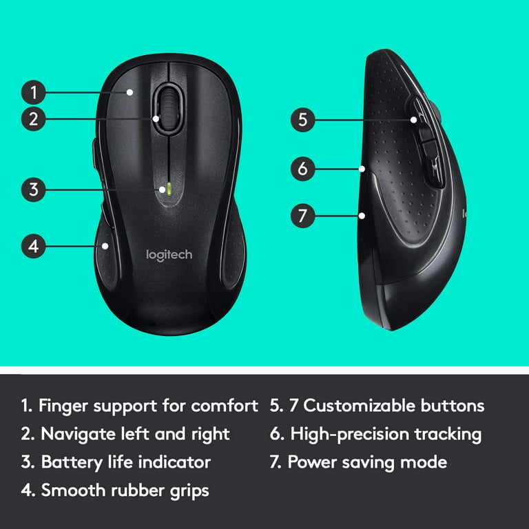 had Mona Lisa Shinkan Logitech M510 Wireless Computer Mouse – Comfortable Shape with USB Unifying  Receiver, with Back/Forward Buttons and Side-to-Side Scrolling, Dark Gray  [Non-Retail Packaging] - Walmart.com