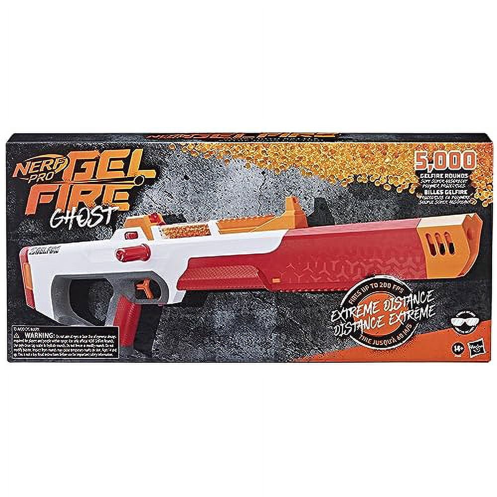 Nerf Pro Gelfire Ghost Bolt Action Blaster, Removable Boost Barrel, 5000 Gel Rounds, 100 Round Integrated Hopper, Eyewear, Ages 14 & Up