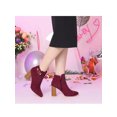 thumbnail image 6 of BLISSFUL STEP Ankle Boots Solid Round Toe Side Zip Buckle Heels Burgundy 9, 6 of 8