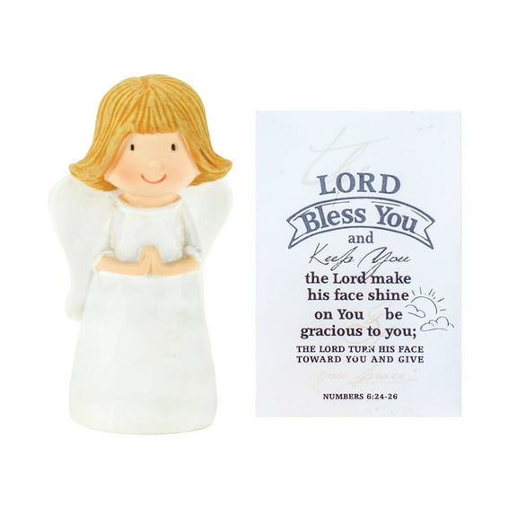 Bless You and Keep You Praying Angel 3.5 x 5.5 Resin Decorative Tabletop Figurine