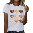 thumbnail image 4 of TaTaai Ladies' Valentine Heart Print Round Neck Short Sleeve Shirt, Valentine's Day Gift, Casual Festival Fashion Top Gift, 4 of 4