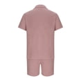 thumbnail image 4 of YLSDY Mens Cotton Shirts and Shorts 2 Pieces Short Sets Lapel Button Down Shirt Set Casual Vacation Beach Outfits Pink 8, 4 of 6