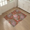 thumbnail image 3 of ODIKA 3'x5' Terracotta Pink Abstract Botanical Design Washable Accent Rug Mid Century Modern Scandinavian Style Geometric Floral Motifs With Pet Friendly, Non-Shedding Mat for Bedside, Nursery Room, 3 of 7
