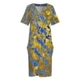 thumbnail image 3 of Vestido holgado con bolsillos para mujer mono de verano azul dorado, 3 of 6