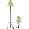 Better Homes and Gardens Matte Black Lamp Set w/Faux Leather Shades