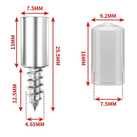 

20pcs Self-tapping Screws Cabinet Bracket Laminate Support Glass Studs Pegs Screw+Clear cover