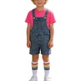 thumbnail image 2 of OGLCCG Boys Girls Denim Overalls Set Kids Short Sleeve Tshirt and Shorts Socks Set Summer Casual 3 Piece Outfit with Pockets 3-12 Years, 2 of 8
