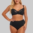 thumbnail image 4 of Bixock Push Up Bras for Women Plus Size Solid Color Lace Details Underwire Support Thin Molde Matching Set for Daily Wear Bra, 4 of 5