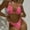 Hot Pink, variant on Women's Snake Print Two Piece Bikini Set Padded Bra Swimsuit Beachwear Black Size XS