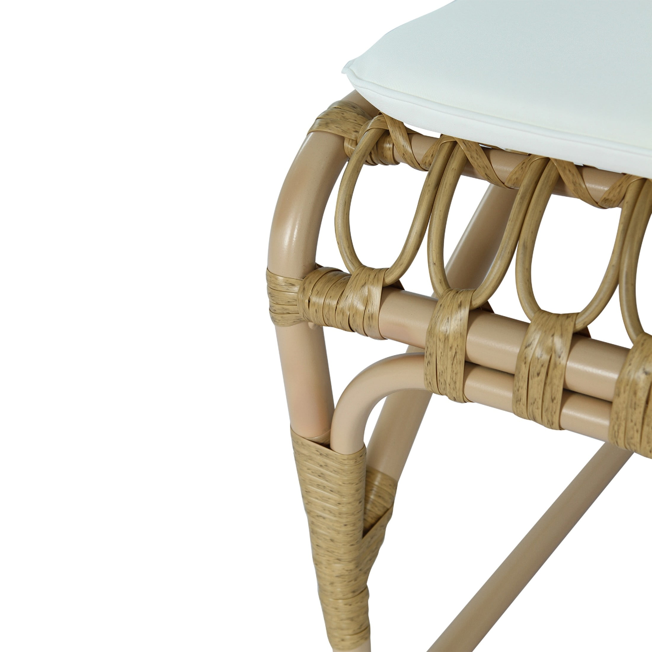 Christopher Knight Home 5-Piece Boho Outdoor Dining Set, Yellow Rattan Chairs with White Cushions