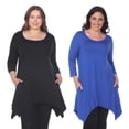 thumbnail image 1 of White Mark Tunique Noire Col Rond Manches 3/4 pour Femmes Lot de 2 Makayla, 1 of 5