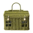 thumbnail image 2 of 2026 New House Shaped Picnic Basket with Lid & Handle, PP Wicker Style Storage Organizer for Garden Harvest, Easter, Outdoor Dining, Green, 2 of 7