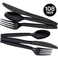 thumbnail image 2 of Kicko Black Premium Cutlery - 108 Pieces - for Party Favors, Catering Events, Parties, Wedding Receptions, Formal Dinners, Banquets, Everyday Mealtime, Informal Gatherings, 2 of 8