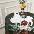 thumbnail image 5 of Coolnut Christmas Reindeer Plaid Tartan Round Tablecloth 60 in,Party Lace Round Table Cloth Water Resistant Spill Proof Large Table Cover for Kitchen BBQ Hotel Dining Party Decor, 5 of 7