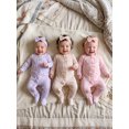 thumbnail image 6 of Svuitmsl Premium Newborn Baby Girl Hospital Going Home Outfit Spring Fall Winter Clothes Plaid Gingham Footed Romper Long Sleeve Ruffled Zipper Footie Jumpsuit with Headband, 6 of 9