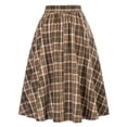 thumbnail image 5 of Zonest Women's plaid elastic waist A-line pleated taffeta maxi skirt, 5 of 8