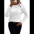 thumbnail image 2 of Suéteres de Invierno para Mujer, Suéter de Punto Moderno con Detalle de Botones y Mangas Raglán, Suéter de Moda. M, 2 of 10