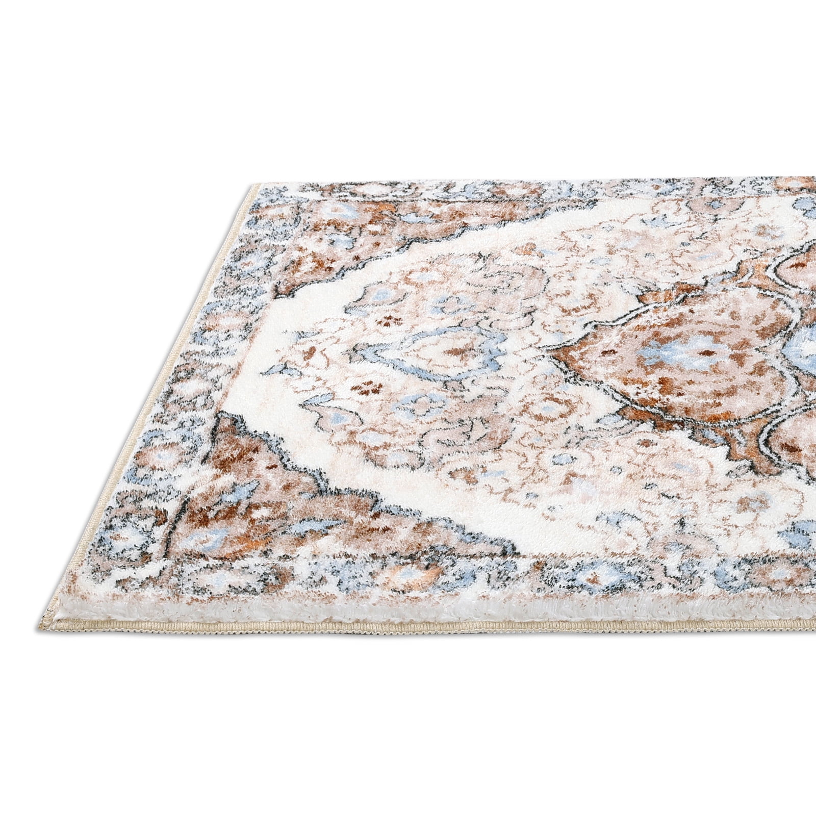 MeyJey Boho Indoor Hallway Runner Rug 2'x6', Oriental Non Slip Machine Washable Area Rug Distressed Vintage Floor Carpet for Bedroom Kitchen Dinning/Living/Laundry Room, Beige/Brown