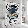 thumbnail image 5 of Polyester Fabric Black Blue Graduation Hat Shower Curtain, Funny Words Waterproof Bathtub Curtain Bathroom Decor Set with Hooks 36 x 72 Inches, 5 of 6