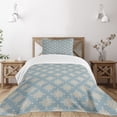 thumbnail image 3 of Ambesonne Pearls Quilted Bedspread Set 2 Pcs, Symmetric Sailot Knot, Twin Size, Pale Slate Blue Tan, 3 of 6