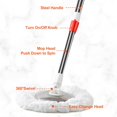 thumbnail image 5 of Spin Mop and Bucket with Wringer Set, 360°Spinning Mop Bucket System with 6 Microfiber Mop Floor Scrub Brush and 61" Stainless Steel Adjustable Handle for Floor Cleaning, 5 of 6
