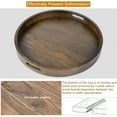 thumbnail image 4 of 24 x 24 Inches Black Walnut Large Ottoman Tray Round Table Tray Wooden Solid Circle Serving Tray with Handles Platter Decorative Tray for Oversized Ottoman Home Breakfast in Bed Tea Coffee, 4 of 9